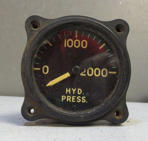 Vintage u.s. aw-1-7/8-17-cr hydraulic system pressure aircraft indicator gauge