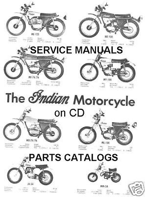 20+ indian enduro dirtbike motorcycle service manuals &amp; parts catalogs 1970-1977