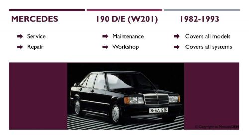 Mercedes w201 service repair workshop manual: 1982-1993 190 190e 190d