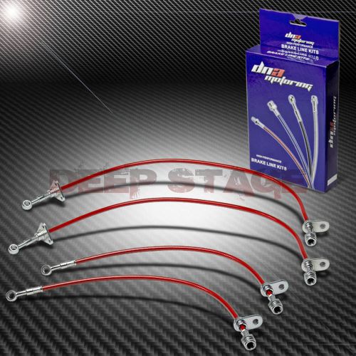 Stainless braided hose racing brake line kit for 92-96 prelude bb2 ba8 bb1 red