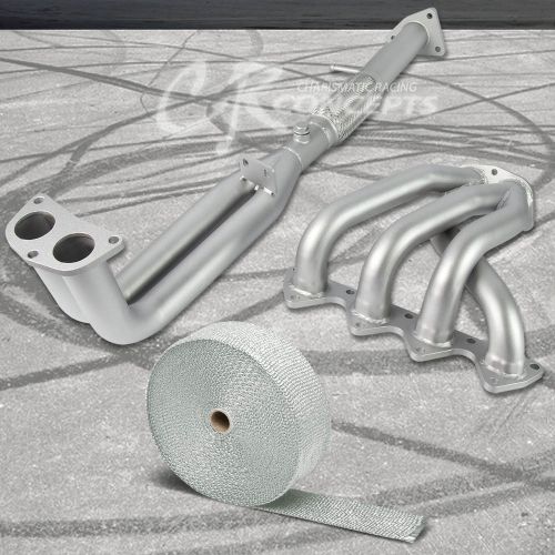 Stainless ceramic exhaust header for 92-96 prelude h22a1 bb1+white heat wrap