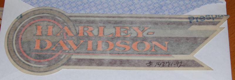 Harley  14374-92 tank decal  nos oem genuine sold each