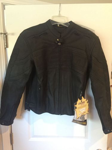 Men&#039;s icon daytona stealth leather black motorcycle jacket new with tags! medium