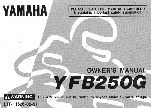 1995 yamaha yfb250g timberwolf atv owners manual-yfb 250 g-yfb250-timberwolf