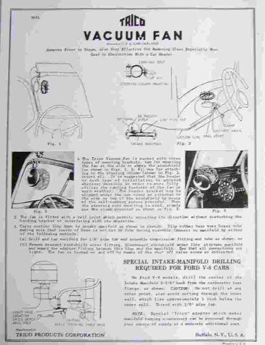 Vintage trico metal blade vacuum fan defroster mounting hook up instructions