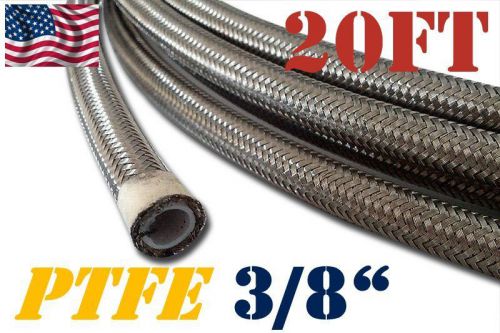 3/8&#034; 9.6mm braided stainless steel ptfe teflon fuel hose petrol line 20 ft