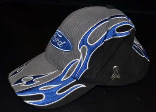 Ford motors hat - grey and black w/blue flames