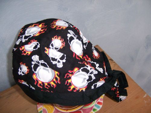 Hot leathers premium head wrap - flaming skulls head wear wrap do rag