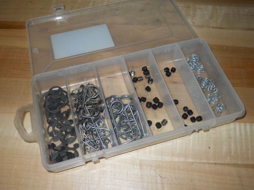 Assorted barry clips, e-clips, safety clips and set screws