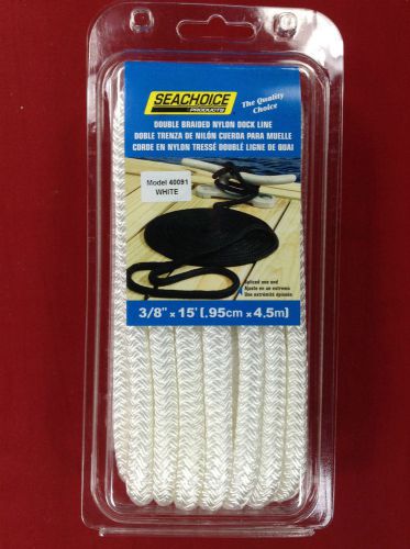 Dock line double braided nylon rope 3/8&#034; x 15&#039; white seachoice 40091