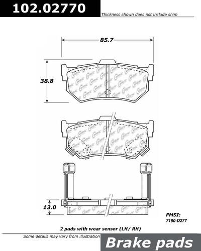 Centric 102.02770 brake pad or shoe, rear-c-tek metallic brake pads-preferred