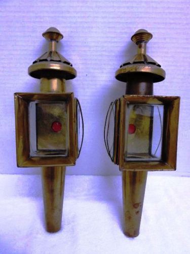 Pair antique brass t-bucket / carriage / buggy lamps