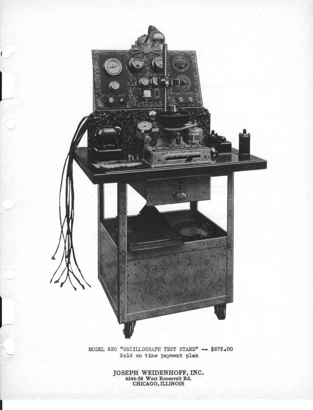 Original 1930's weidenhoff distributor test equipment literature & instructions