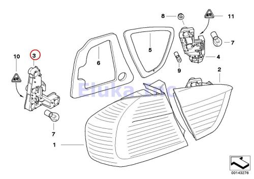 Bmw genuine rear light bulb carrier for fender taillight right outer e90