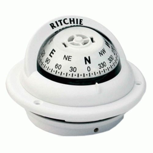 E.s. ritchie #tr-35w - white trek flush mount compass - 2.25in dial