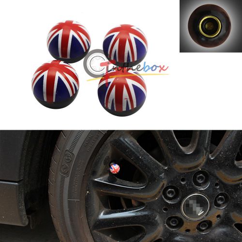 (4) union jack uk flag tire wheel valve dust caps auto wheel valve caps air dust