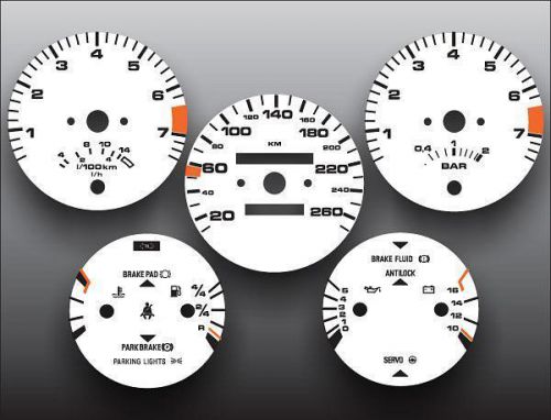 1986-1991 porsche 944 260 kmh metric kph dash instrument cluster white face gaug