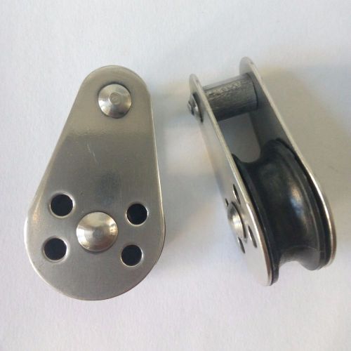 2 x 25mm boat pulley block w nylon sheave &amp; fixed pin marine 316 stainless steel