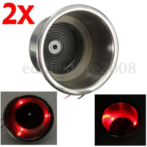 2x red 12v led stainless steel cup drink holder marine boat for rv truck camper