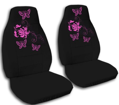 2 black seat covers pink butterflies fits toyota 4 runner. side airbags