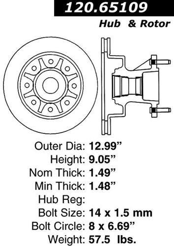 Centric 120.65109 front brake rotor/disc-premium rotor