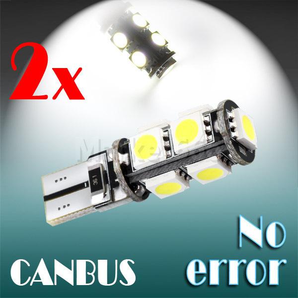 2pcs t10 9 smd pure white canbus obc no error interior car w5w 9 led light bulb