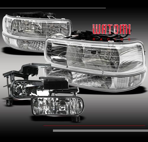 99-02 silverado/00-06 tahoe suburban crystal head light+bumper+fog kit 1500 2500