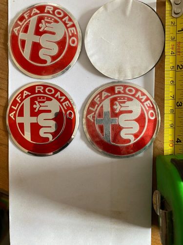 Alfa romeo red centre replacement stickers 56 mm to fit a 60mm cap - set of 4