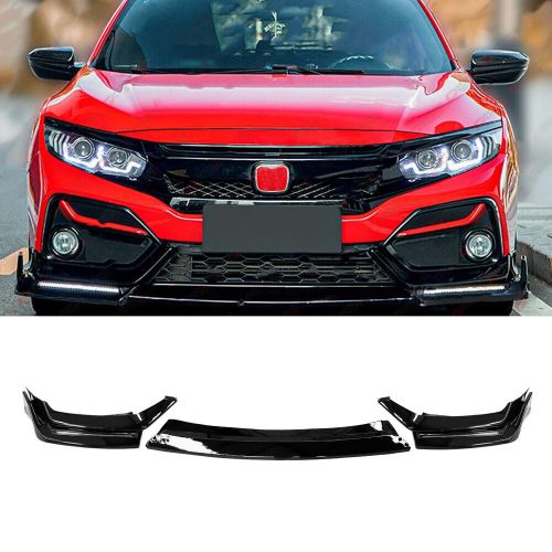 For honda civic si hatchback 2017-21 front bumper spoiler lip splitter w/ light