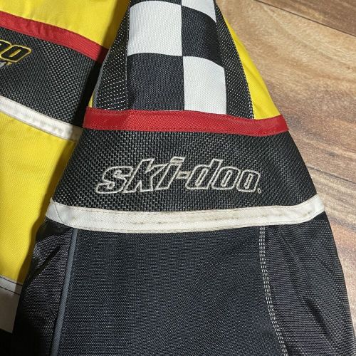 Vintage ski-doo racing men&#039;s snowmobile coat bombardier xl/xxl yellow checkered