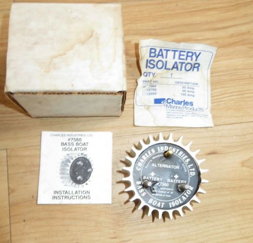 Nos bass boat battery isolator model 7560 charles industries ltd 20 amps