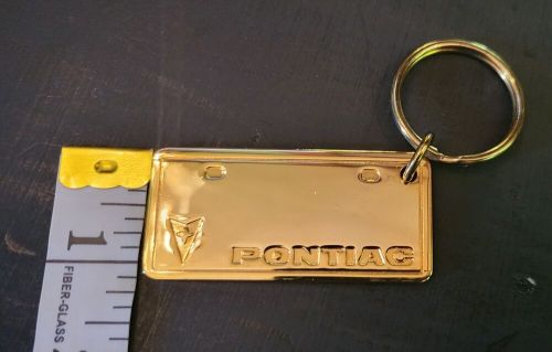 Pontiac key chain ring solid brass license plate shape embossed made in usa new