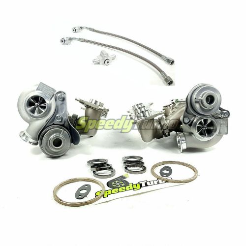 Td04l divided 19t v4-2 billet twin turbos+oil feed line for bmw 335i xi 3.0 n54