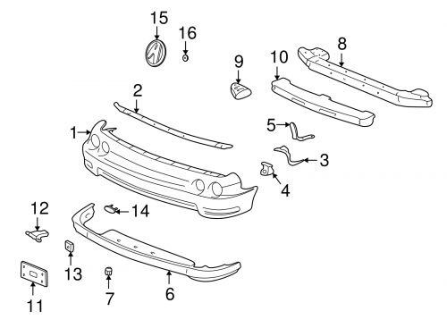 Genuine acura bumper cover stiffener 71193-st7-000