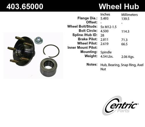 Centric 403.65000e front wheel bearing & hub assy