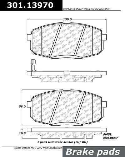 Centric 301.13970 brake pad or shoe, front-centric premium ceramic pads w/shims