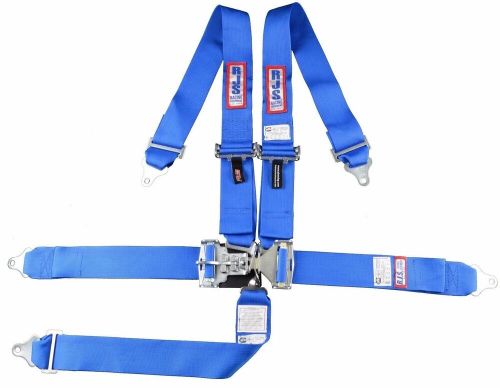 Rjs racing sfi 16.1 5pt latch &amp; link harness belt roll mount bar blue 1128603