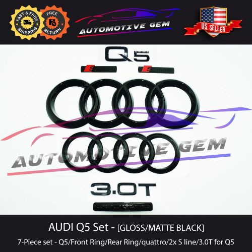 Audi q5 emblem black front grille trunk ring s line quattro badge set 2010-2020