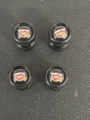 Valve stem caps wheel tire with cadillac emblem 4pc black