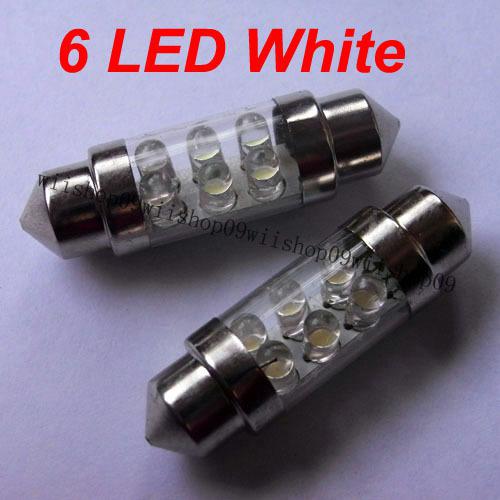 2 x 12v xenon white 6 led festoon dome light bulb lamp