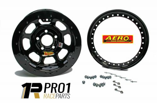 Amca aero beadlock steel race wheels | 4″ backspace | 15″ x 8″ | 5 x 4.75″  blac