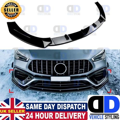 Mercedes cla45s amg w118 c118 gloss black front splitter spoiler lip kit 2019+