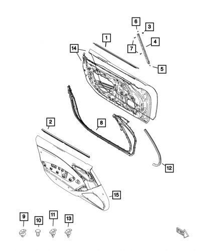 Genuine mopar front door belt molding left 68465856aa