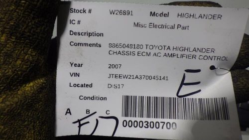 07 toyota highlander ac amplifier control module 8865048180