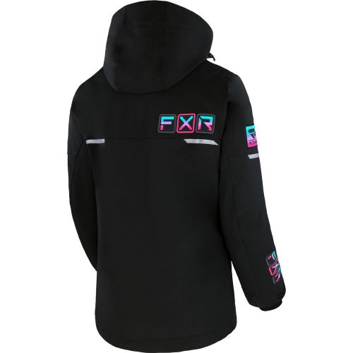 Fxr snowmobile womens maverick insulated jacket - black/sky-e pink fade