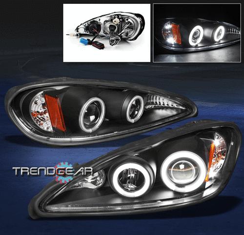 99-05 pontiac grand am ccfl halo projector headlights lamp black 00 01 02 03 04