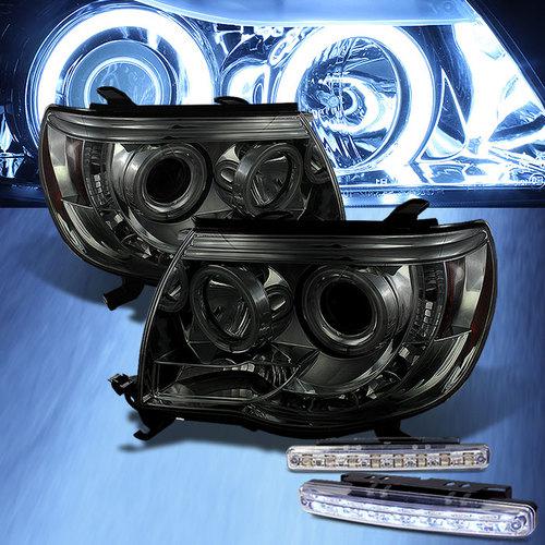 Led bumper fog+smoked ccfl halo led 05-11 tacoma projector headlights head light