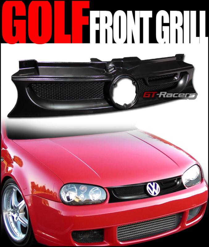 Blk ab-t aluminum mesh front hood bumper grill grille 1999-2005 vw mk4 golf gti