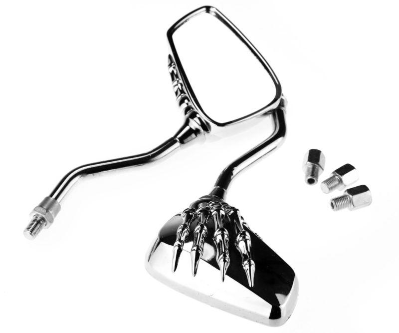 Motorcycle motorbike cycle universal chrome skeleton skull rear view mirror 10mm