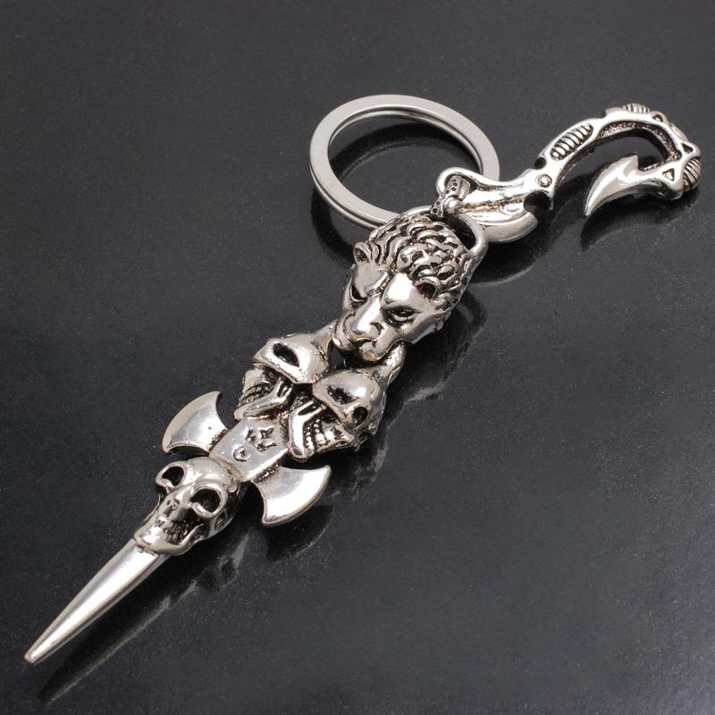 K6 key chain keyring metal chain skull keycases wallet skull ring leather 